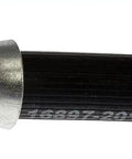 Close-up of Front Passenger Side Brake Hydraulic Hose for Ford Models with metal fitting and black EPDM rubber construction.