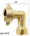 90 Degree Garden Hose Elbow Adapter 2 Pack Quick Connect Brass Fittings For Hose Male To Female Hassle Free Setup Works With Pressure Regulators Durable Solid Brass, 3/4 in brass elbow