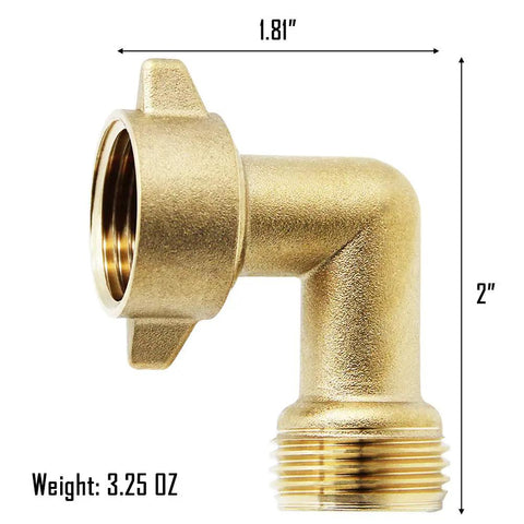 90 Degree Garden Hose Elbow Adapter 2 Pack Quick Connect Brass Fittings For Hose Male To Female Hassle Free Setup Works With Pressure Regulators Durable Solid Brass, 3/4 in brass elbow