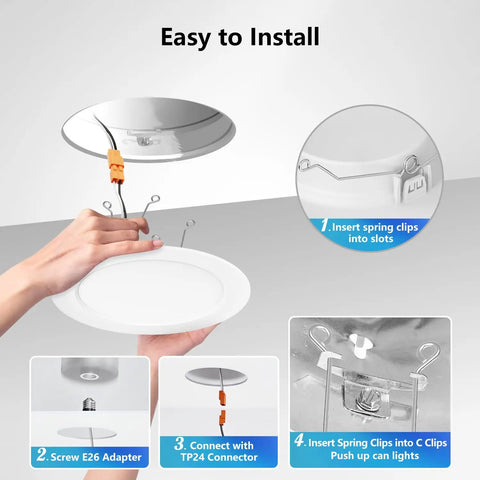 Top Shelf 6 Inch LED Recessed Ceiling Lights 6 Pack Featuring 5CCT Dimmable Downlights Slick White Trim Smooth Adjustments Quick Plug And Setup Perfect For Modern Interiors