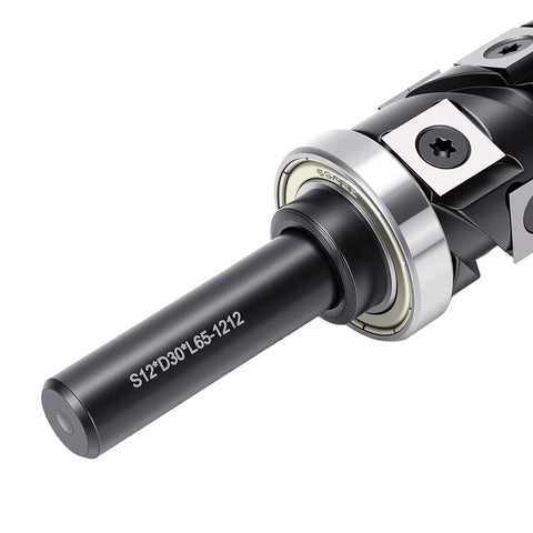 Close-up of Aolidsive Flush Trimming Router Bit With Reversible Carbide Insert and Precision Bearing for zero deviation cuts.