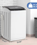 Slick 30 Lbs Fully Automatic Portable Washing Machine With Integrated Drain Pump side view showing dimensions and sleek design.