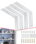 18-Inch White Shelf Brackets Set Of 4 Heavy Duty Right Angle Braces Built To Last Supports Up To 550 Lbs