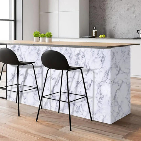 Kitchen island with white marble peel and stick contact paper self adhesive wallpaper for furniture desks countertops cabinets and shelves