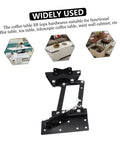 Heavy Duty Coffee Table Lifting Frame With Retractable Hydraulic Lifter Space Saving Rack for seamless living room upgrades, black metal construction.