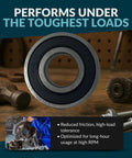 Close-up of a Four Pack 6203-2RS Bearings With Rubber Seals Lubricated Chrome Steel 17x40x12mm, in workshop setting