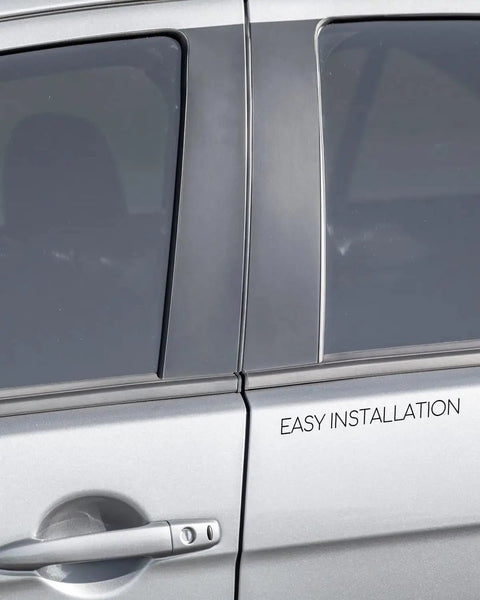 Close-up of Mitsubishi Lancer Weatherstrip Window Molding Trim Seal Belt showing easy installation on a vehicle's exterior.