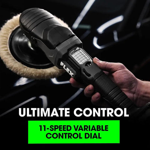 24V Brushless Cordless Rotary Polisher Beast for Auto Detailing, FX3311-Z, shown with 11-speed control dial in use.
