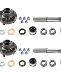 Trailer axle kit set of 2 with 4-on-4 inch bolt pattern, 1" hub, round BT8 spindle, bearings, seals, nuts