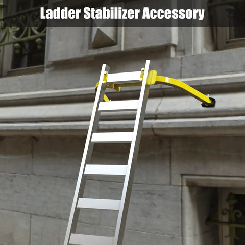 Heavy Duty Steel Ladder Stabilizer for Roof Gutter and Wall Mounts Non Slip Wing Span Standoff Wall Corner Stabilizer in use