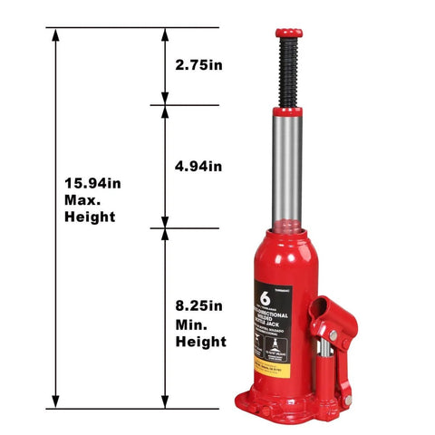 Horizontal And Vertical 6 Ton Hydraulic Bottle Jack For Cars Dual Purpose Welded Car Jack With 12000 Lbs Lift Capacity Red Finish