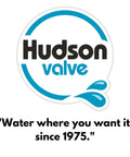 Hudson Valve logo with slogan 'Water where you want it, since 1975.'