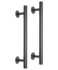 16 Inch Black Metal Door Pull Handles Set of 2 for Exterior and Interior Doors, durable iron pipe construction, side view
