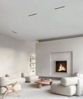 Smooth Triac Dimmable 15W Linear Recessed Lights With Slick White Trim 5 Cct Selectable Premium Led Ceiling Fixtures in modern living room.