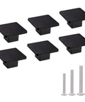 1.57 Inch Square Cabinet Knobs Matte Black Dope Drawer Pulls For Bathroom And Kitchen Cabinets Durable Zinc Alloy Smooth Texture Easy Install 6 Pack