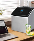 Compact Countertop Ice Maker Cranks Out 24 Frosty Cubes In Under 20 Minutes With A 2.2L Quick Pour Tank and lemonade.