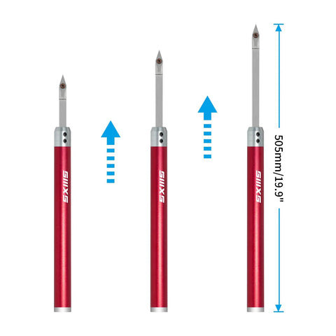 Front view: SIIIXS 3-piece wood lathe turning tool set with carbide tips, red aluminum handles, up to 505mm.