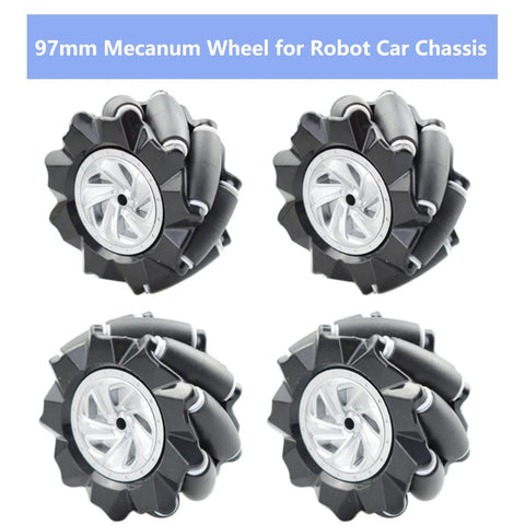 97mm mecanum wheels for AGV robots, omni-directional wheel set, ideal for DIY robot car chassis, compatible with Arduino and Raspberry Pi