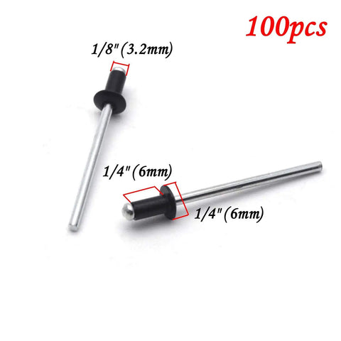 All Aluminum Blind Rivets One Eighth By One Quarter Inch Black Pop Rivets For Furniture Repair Kit Pack Of 100