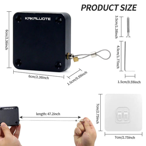 Punch-Free Automatic Sensor Door Closer With Drawstring For Home And Office Use, Multifunctional Auto Door Closer Works On Left Or Right Swing, Wood Or Metal Doors, Suitable For Residential Or Commercial Doors, One Pack