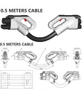 Heavy Duty Ccs2 To Ccs1 Ev Charging Adapter 200A Connector with 0.5 meters cable and detailed schematic designs.