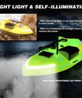 Glow In The Dark RC Bait Boat With GPS Autopilot Dual Motors 12000mAh Battery Long Range 546 Yards Triple Bin 4.4 Lbs Capacity