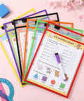 8 Pack Dry Erase Pocket Sleeves 10 By 14 Inches Reusable Clear Plastic Sheet Protectors With Binder Ring Heavy Duty Ticket Holders