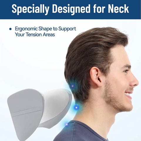 Side view of man using Ergonomic Neck Pillow For Recliners And Couches, Memory Foam Headrest Cushion for neck support
