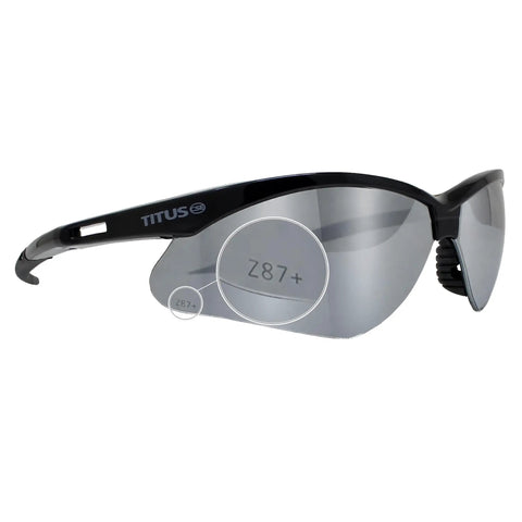 Straight Up Rock Solid AntiFog Safety Glasses With Wraparound Coverage And Ansi Z87 Plus Impact Protection For Shooting And Heavy Duty Tasks That Drop Hella Crisp Vision Without The Sticky Fog Irritation, showing black frame and Z87+ certification.