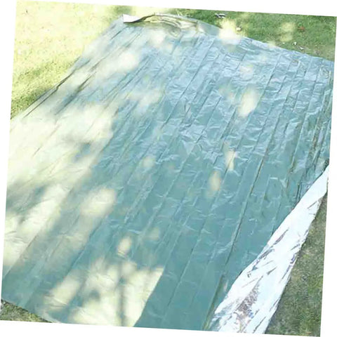 Reflective thermal emergency blanket from Three Piece Camping Survival Kit With Reflective Thermal Emergency Blanket And First Aid Gear For Beach Hiking Camping Outdoor Adventure In All Weather