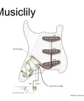 Diagram of Loaded 11 Hole Strat Pickguard Prewired With Ceramic SSS Single Coil Pickups For Squier Stratocaster Style Electric Guitars