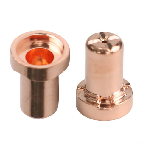 Close-up of copper electrodes and nozzles from 60 Piece Plasma Cutter Consumables Kit for PT 31 and LG 40 Torches for precise cuts
