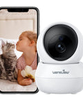 Indoor Pet Cam 2K Security Cam With Motion Alerts And Pan Tilt SD Card And Cloud Storage Baby Nanny Cam Remote Viewing Via Phone App