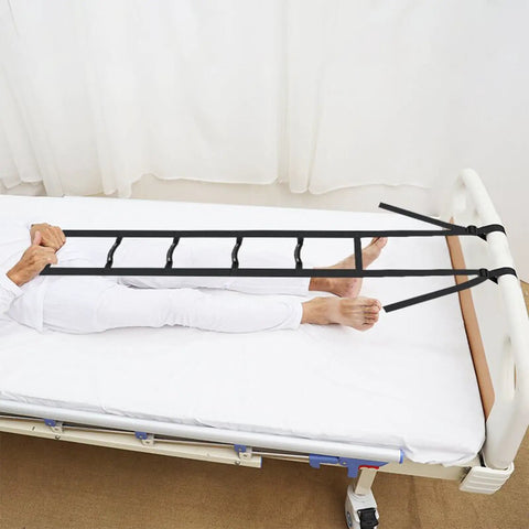 Adjustable Bedside Sit Up Aid With Rail Assist And Straps Senior Bed Safety Ladder on a white bed