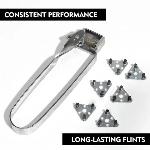 Triple Flint Torch Striker For Welding And Cutting Reliable Spark Lighter with 6 Replacement Flints and heavy duty steel build
