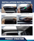 PIT66 TPE dash cover for Toyota Camry (2007–2011), gray; installation instructions with 5 steps.