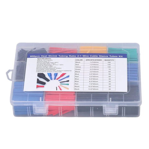Top Notch 800 Piece Color Coded Heat Shrink Tubing Kit For Serious Electrical Insulation Waterproof Wire Protection And Daily Maintenance Projects You Gotta Have, 2:1, 45mm, plastic case