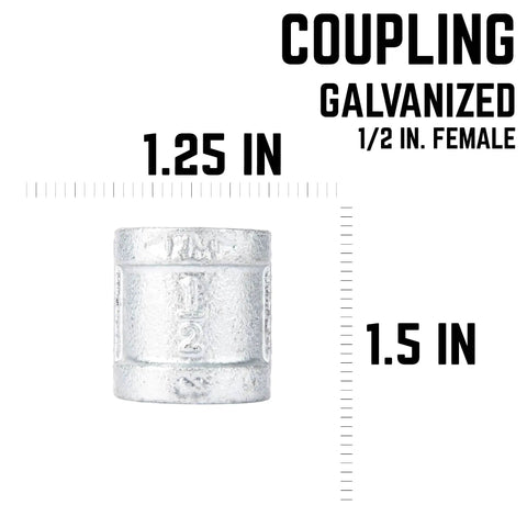 Galvanized Malleable Iron One Half Inch Couplings Kit Ten Pack For DIY Pipe Furniture Building And Home Plumbing Projects Durable Fittings