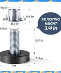 Dimensions of Adjustable Furniture Feet Set 24 Piece Leveling Feet With T Nuts Black Metal Leg Levelers with 3/4 in adjustment