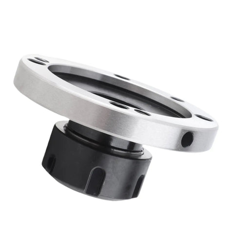 Heavy Duty Carbon Steel Eujgoov ER Collet Fixture 100mm D100 Chuck For CNC Lathe milling Machine angle view showing mounting features.