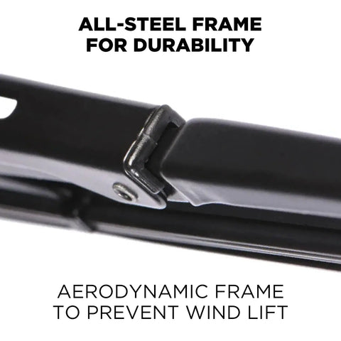 Built Like A Tank All Weather Windshield Wiper Blades 18 Inch Driver And Passenger Side Conventional Steel Frame with J Hook.