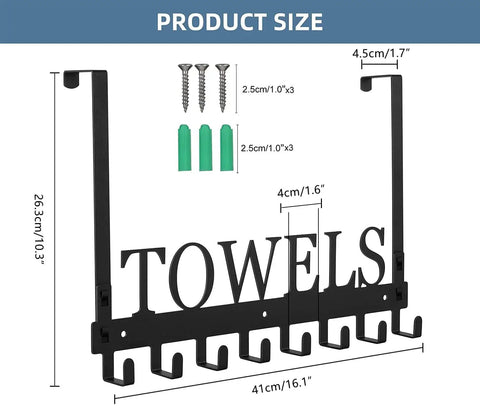 Over The Door Towel Rack With 8 Heavy Duty Hooks Wall Mount Option Must Have Space Saver Rust Resistant Manganese Steel