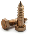 Beefed Up Heavy Duty Pro Grade Silicon Bronze Lag Screws One Quarter Inch By Two And A Half Inches Pack Of Twenty Five For Wood Framing And Machinery