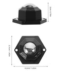 Self Adhesive Mini Casters Wheels Set For Kitchen Storage Boxes And Trash Cans, with dimensions shown in cm and inches