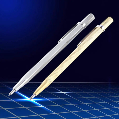 Shop Beast Tungsten Carbide Scribing Pen And Diy Engraver Etcher Tool Kit, silver and gold scribing pens on blue grid.