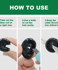 58 Piece Rubber Grommet Kit For Wiring And Auto Use, Six Sizes. Steps showing how to use rubber grommets to protect cable passages.