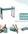 2-In-1 Garden Kneeler And Seat With EVA Foam Kneeling Pad And Removable Tool Pouch, foldable steel frame, shown in use