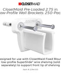 Low-Profile Wire Shelf Brackets with Anchors, 2.75-Inch, 250-Pack for Closet, Garage, and Pantry Shelving, Easy Install