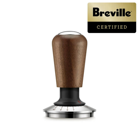 Pro Grade Digital Espresso Tamper Nails Your Perfect 58Mm Puck, solid walnut grip and force gauge for consistent tamping.