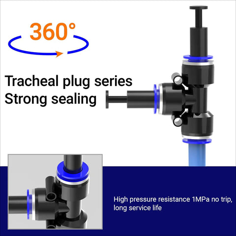 360-degree view of tracheal plug series with strong sealing for 30 Packs Of Three Eighths Inch Push To Connect Pneumatic Fittings Cap Style Blanking Plugs For Inner Diameter Tubing Durable Plastic For Auto Shop Workshop Industrial Use